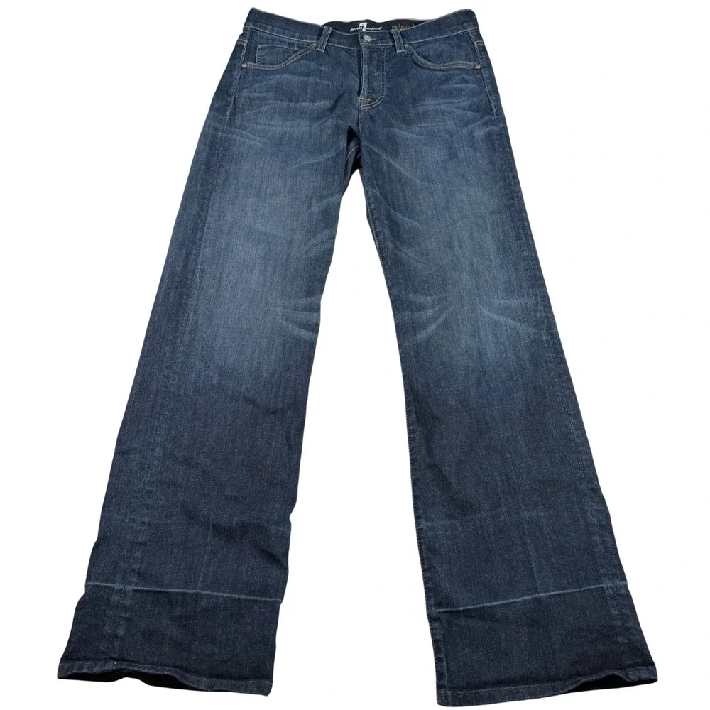 7 For All Mankind Relaxed Jeans Mens 30 (FITS 32x32) Dark Wash Button Fly READ